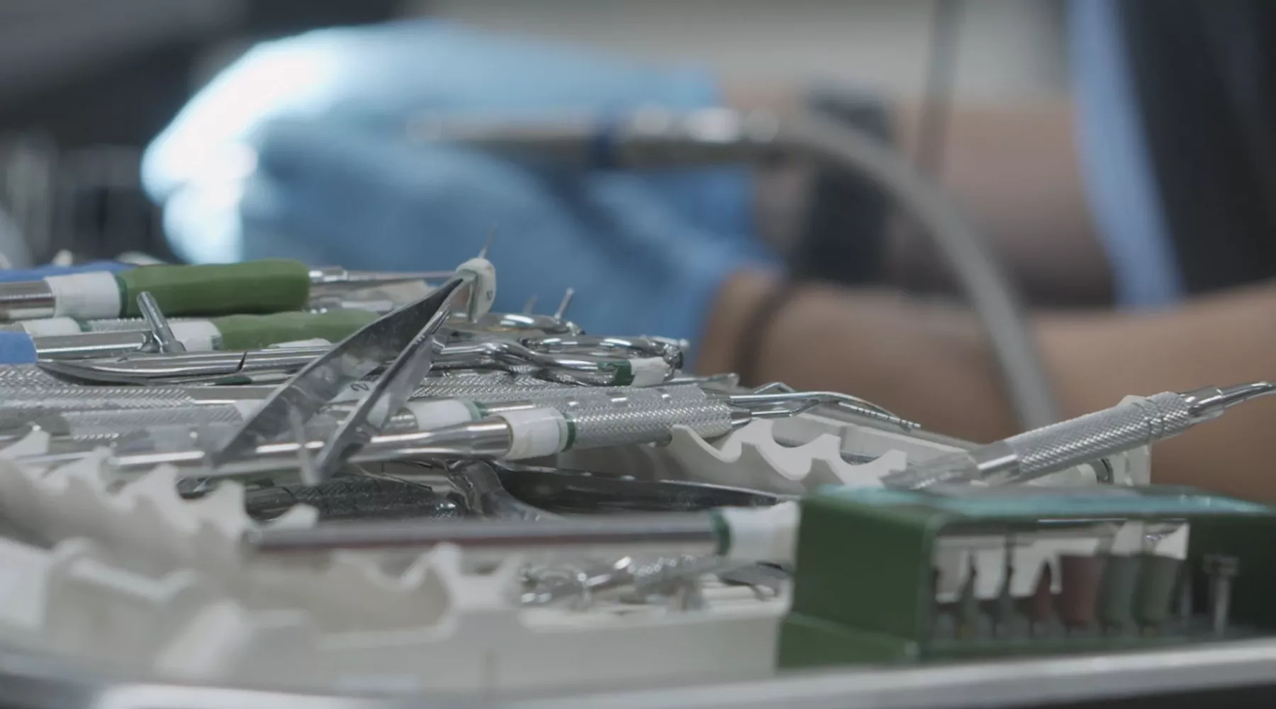 Tray of dental tools
