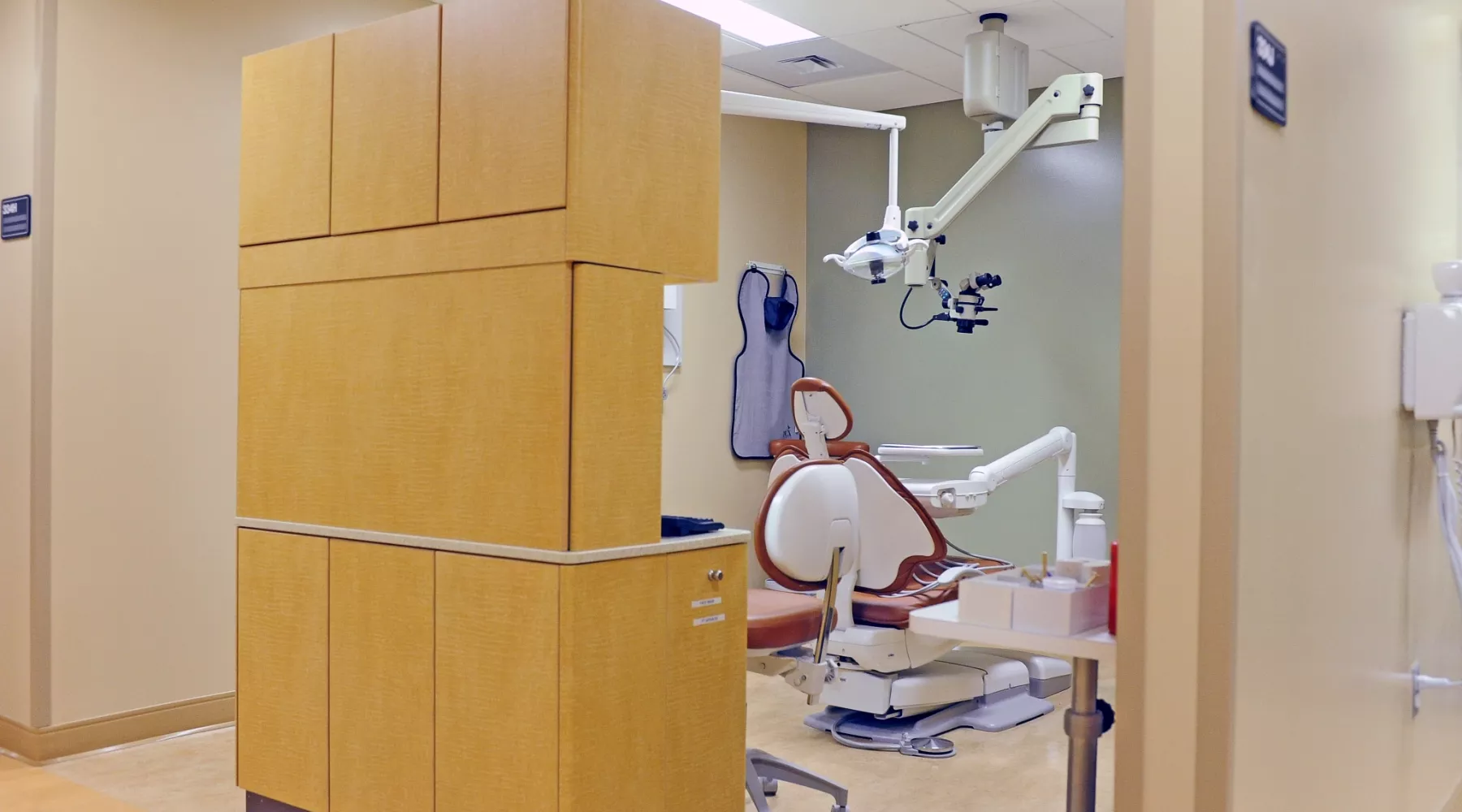Dental patient chair in the endodontics clinic at the UofL School of Dentistry